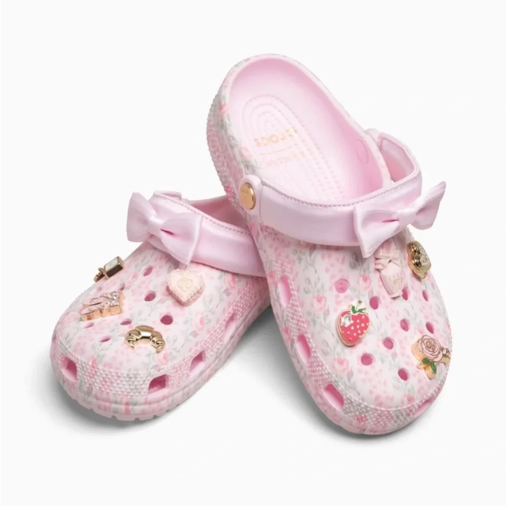 CROCS x Love Shack Fancy Pink Milk Floral Clogs - Picture 3 of 9